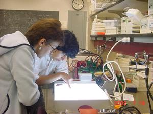 Mandana Sassanfar discusses the results of an experiment with a teacher