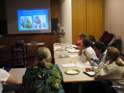 Professor Monty Kreiger gives a lecture to the high school teachers