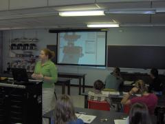 Dr. Ginny Hutchins utilizing the HP Tablet PC in Freshman Biology