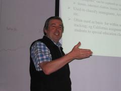 Professor Jonathan King speaking at an Education Group Meeting